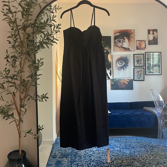 Reformation Odette Black Linen Midi Dress 2 NWT - Picture 6 of 11